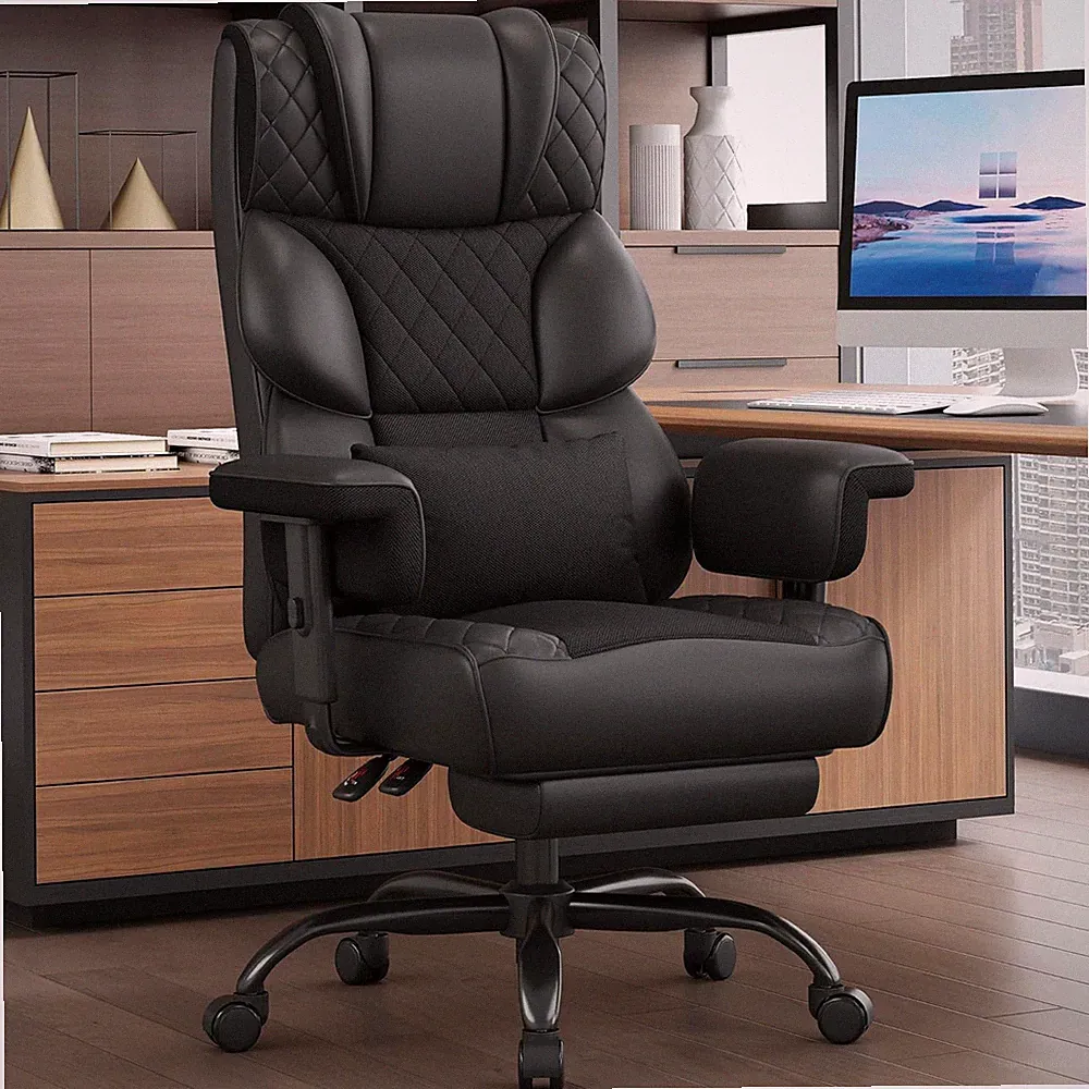 Big and Tall Office Chair, Desk Chair with Soft Adjustable Armrests, Ergonomic H