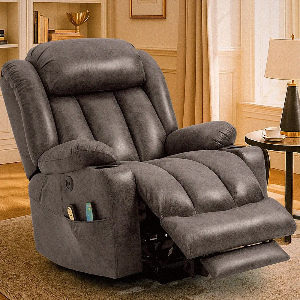 Large Power Lift Recliner Chair Overstuffed Wide Recliner with Massage and Heat