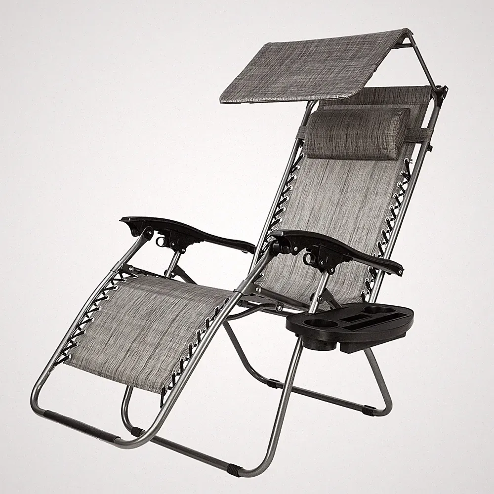 Zero Gravity Chair with Canopy Patio Sunshade Lounge Lawn Chair /w Cup Holder